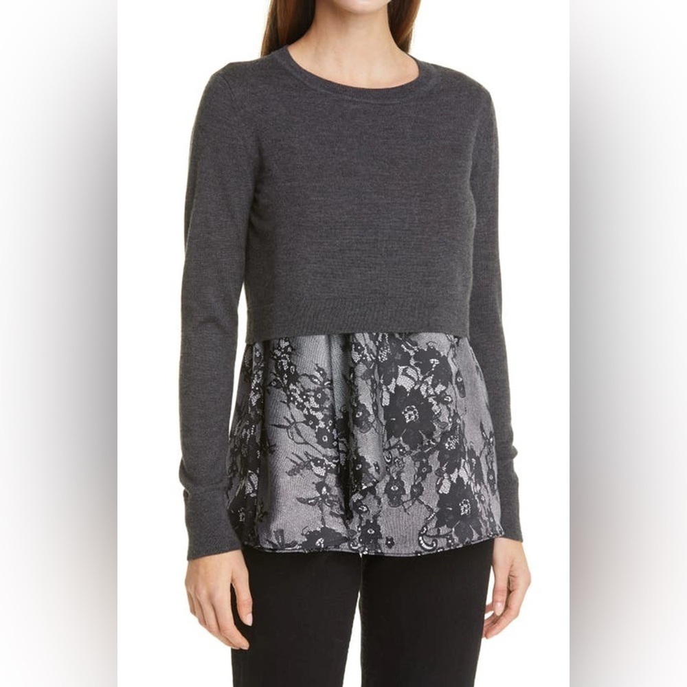 Club Monaco Sweater Blouse M Claribel Merino Wool Layered Look Grunge Whimsigoth